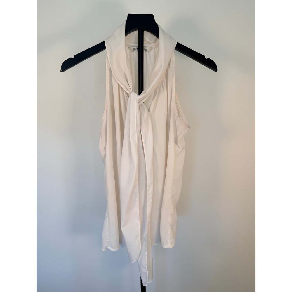 Old Navy Womens Cream Halter Tie Neck Sleeveless Blouse Top Size M Flowy